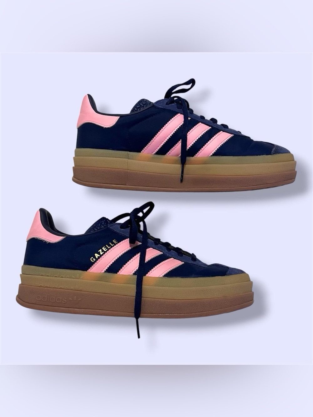 Adidas Originals Gazelle Bold sneakers in navy and pink